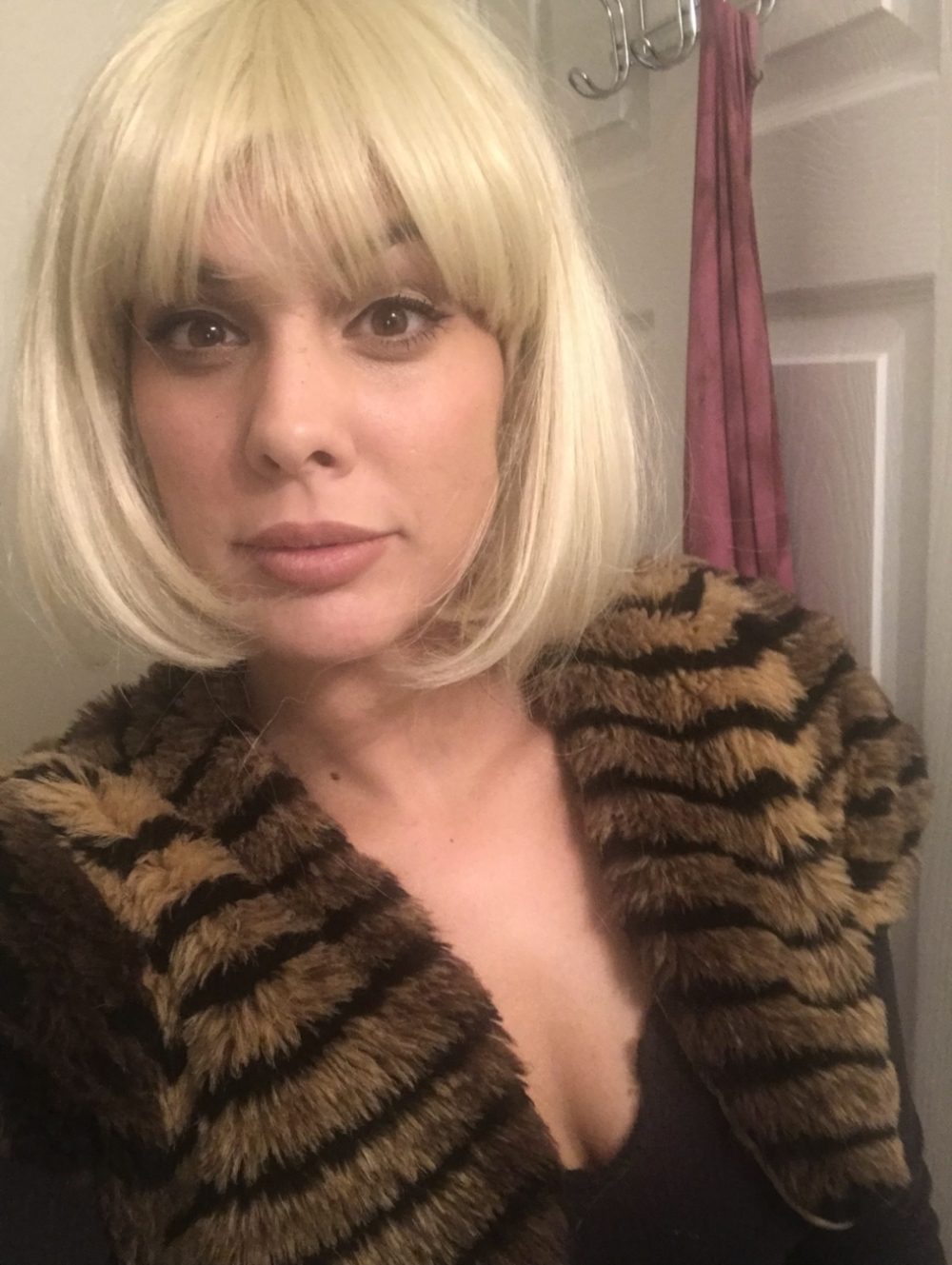 XOXO Vintage Striped Faux Fur Cropped Bolero Jacket - Gold & Black